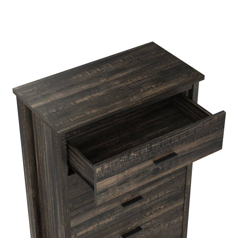 Queen Size Low-Profile Platform Bed with 2 Nightstand and 1 Dresser