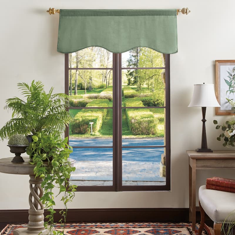 Martha Stewart Lucca Velvet Blackout Curtains - Panel Pair or Valance - Valance - Loden Green