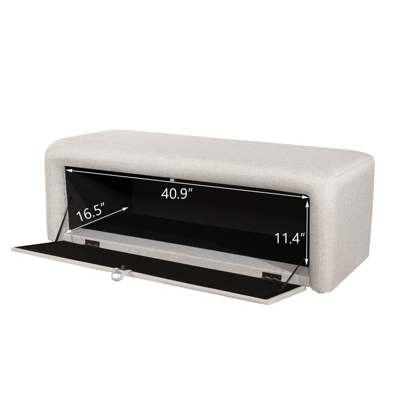 Adeco 49 Inches Side-opening Storage Bench Ottoman with Padded Cushion