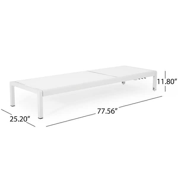 dimension image slide 2 of 4, Cape Coral Outdoor Aluminum Chaise Lounge (Set of 2) by Christopher Knight Home - 77.56" D x 25.20" W x 11.80" H