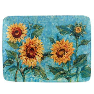 Certified International Golden Sunflowers Rectangular Platter - 16" x 12" x 1.25"