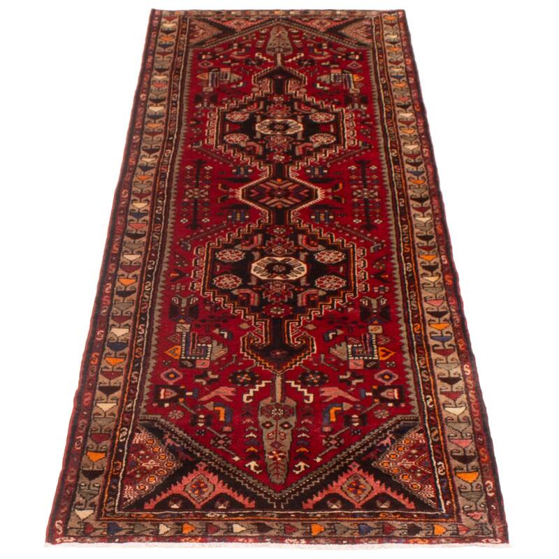 ECARPETGALLERY Hand-knotted Anadol Red Wool Rug - 3'5 x 9'9