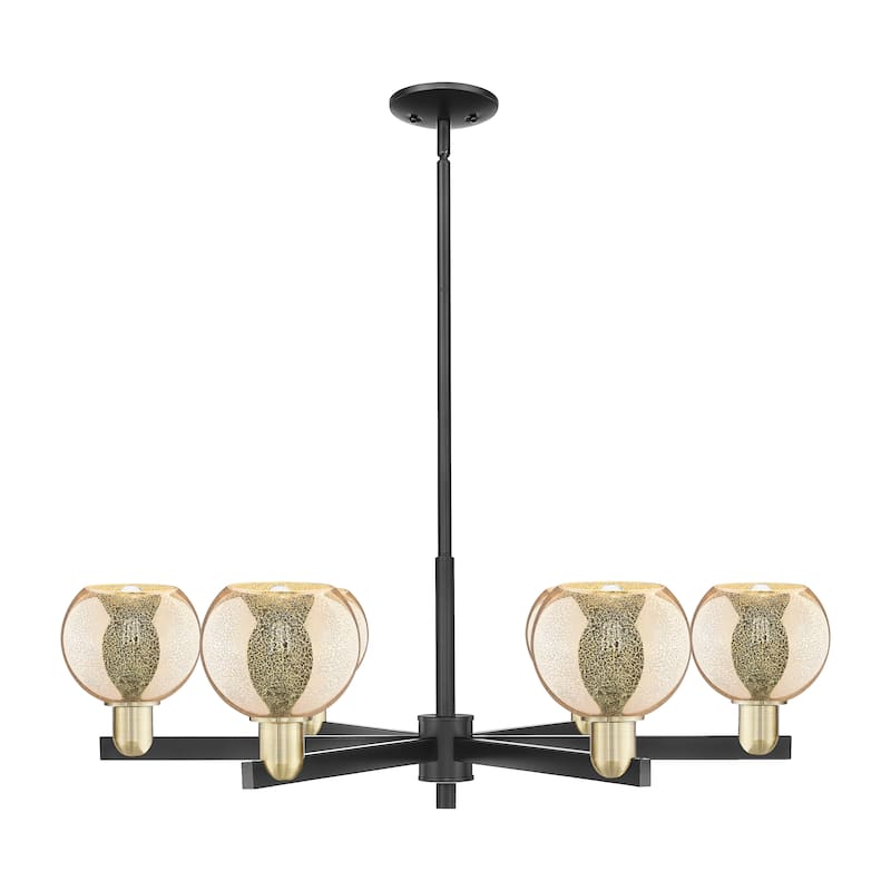 Innovations Lighting Endless Possibilities Arcadia - Athens - 6 Light 36" Stem Hung Chandelier - Mercury/Black Antique Brass