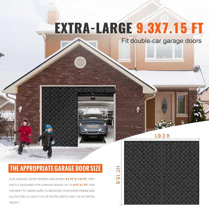 Garage Door Screen for Winter 10.3 x 8.14 ft Garage Door Insulation Kit - Multi