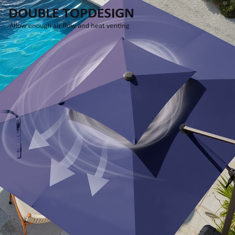 Pellebant 9X11 FT Double Top Patio Cantilever Umbrella, Base Not Included