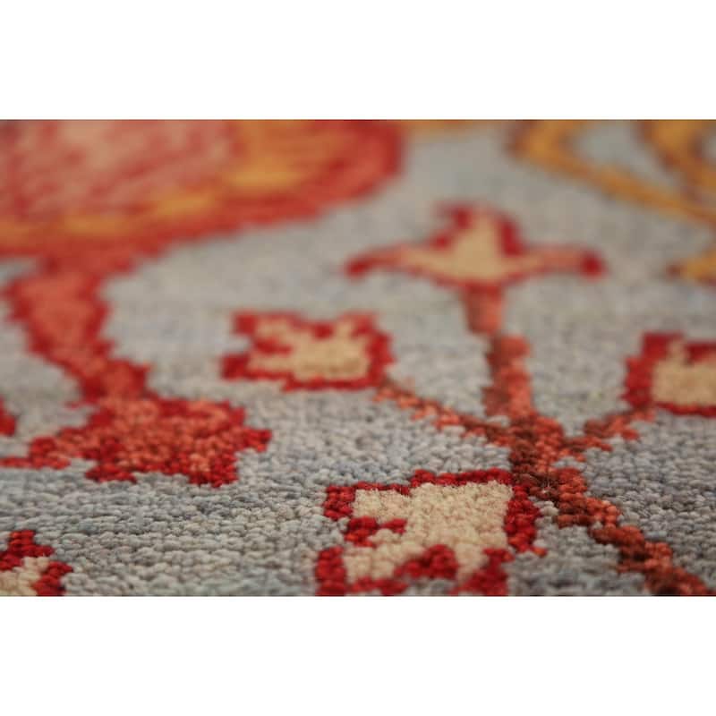 Animals Design Blue Ziegler Indian Runner Rug Hand-Knotted Wool Carpet - 2'6"x 7'11"