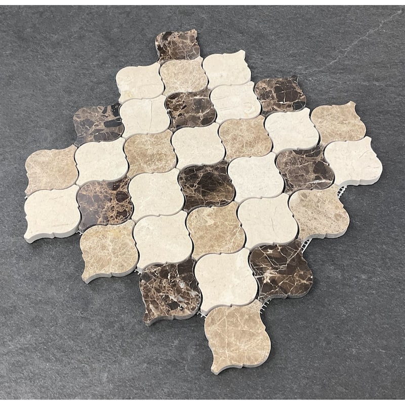 3" Arabesque Marble Mosaic Tiles - 1 Case (10 Sheets)