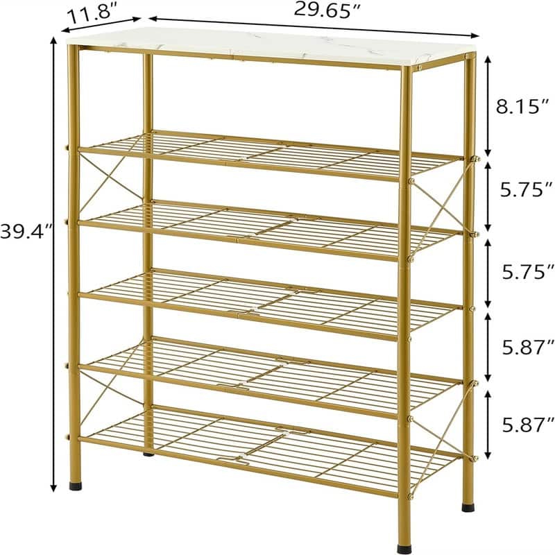 6 Tier Shoe Rack Organizer for 20-24 Pairs of Shoes - 11.8"D x 29.65"W x 39.4"H