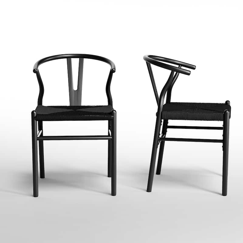 Set of 2 Handwoven Boho Dining Chairs