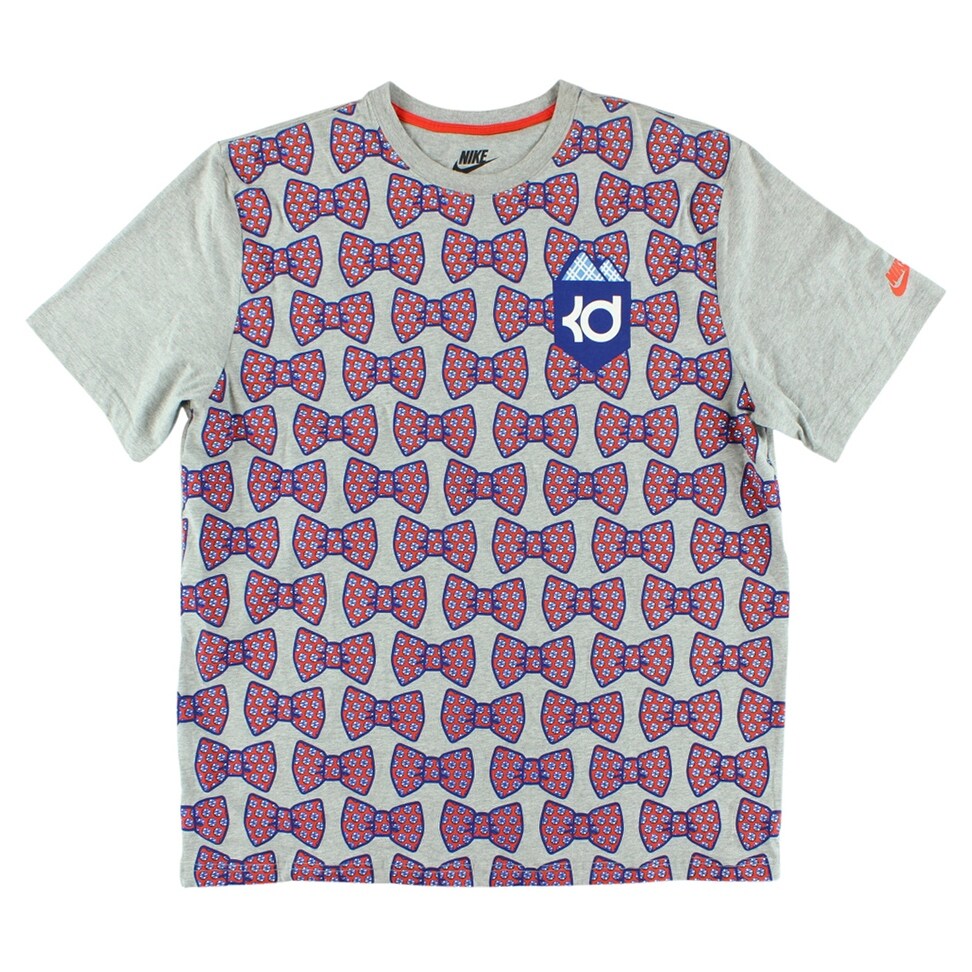 Shop Nike Men S Kevin Durant Nerd Bowtie T Shirt Grey Grey Red