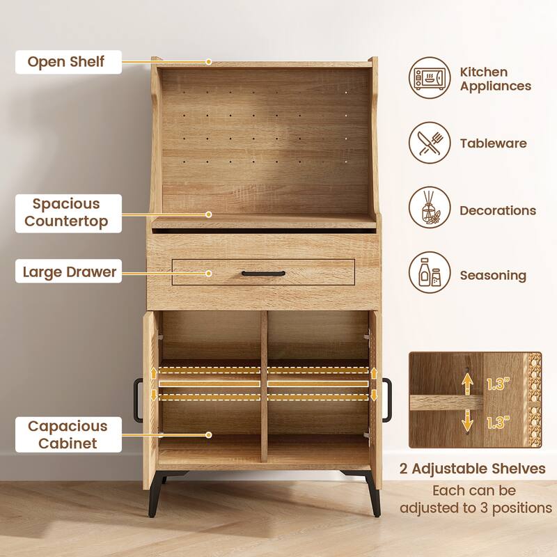 Gymax 2PCS Coffee Bar Cabinet w/Pegboard Storage Drawer & Shelf Buffet