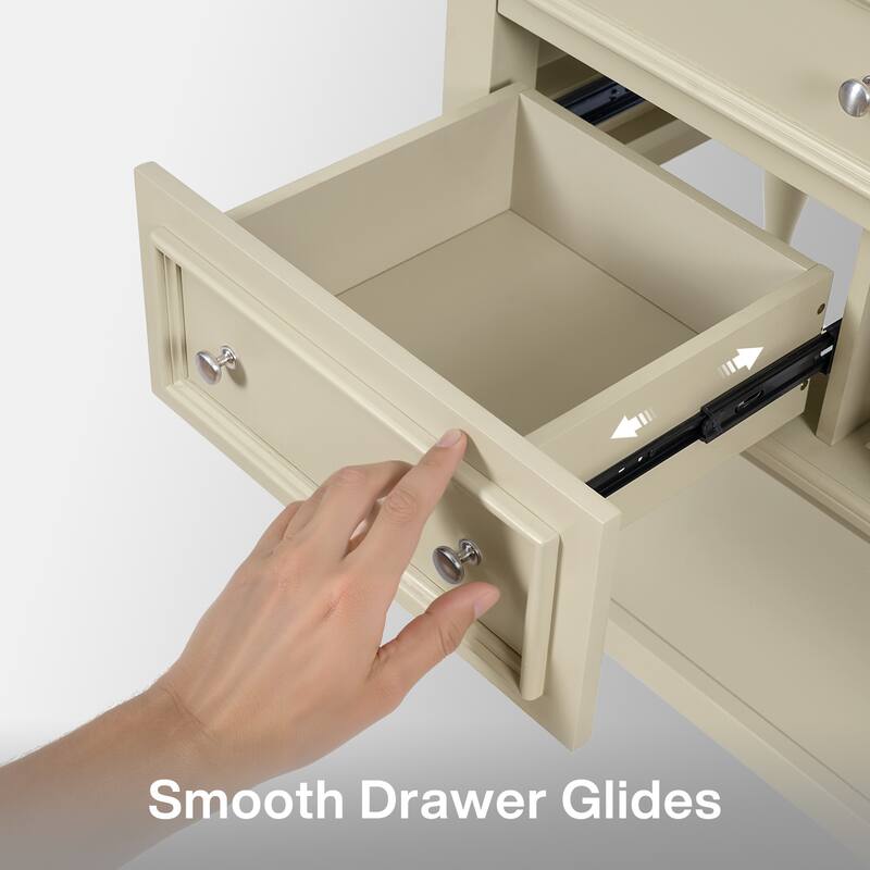 35.4" Beige Single Bathroom Vanity with Ceramic Basin and 4 Drawers