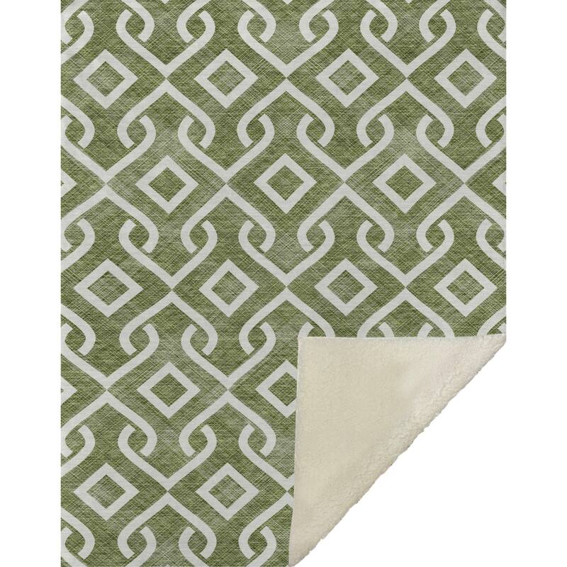 Premium Machine Washable Modern Scroll Sherpa Throw Blanket