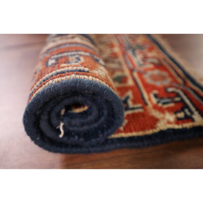 Navy Blue Heriz Serapi Accent Rug Hand-Knotted Oriental Wool Carpet - 2'0" x 3'0"
