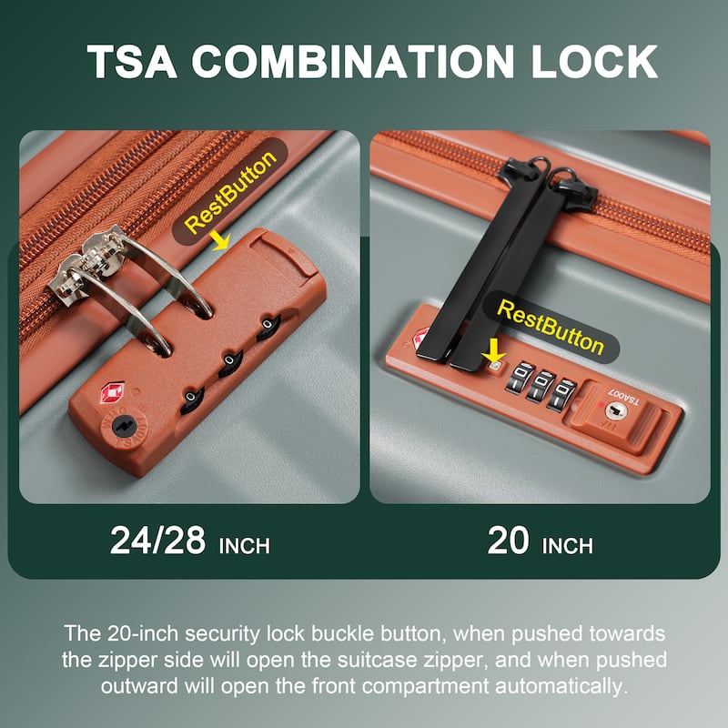 Luggage Sets 5 Piece with Front Opening, Hardside Expandable Carry on Suitcase, with Spinner Wheels, TSA Lock, USB Port