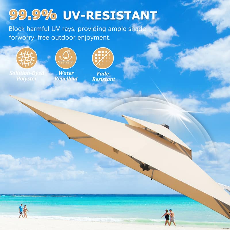 Aluminum Cantilever Tilt Patio Umbrella with Center Pole(Base Not Included)