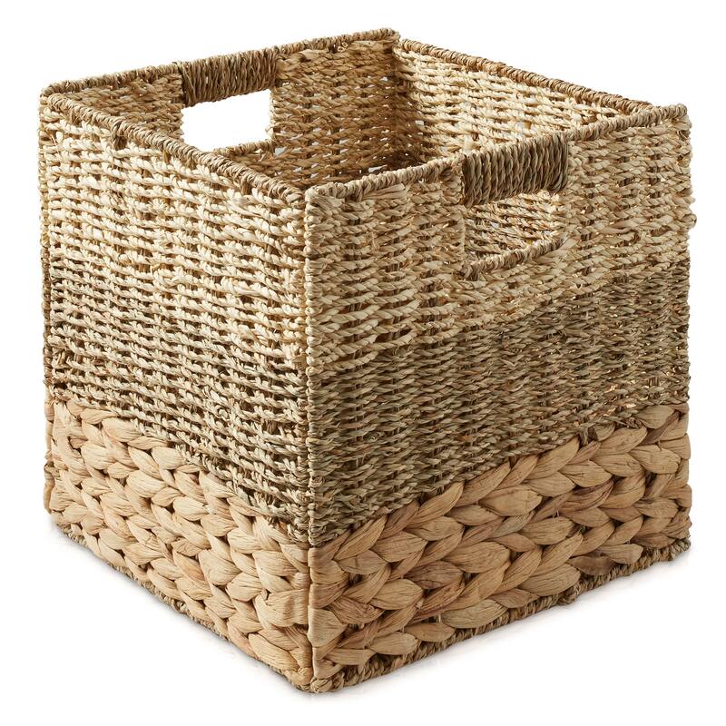 Mixed Weave Hyacinth Seagrass Storage Basket Set Natural Wicker