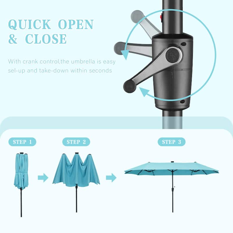 13ft Outdoor Patio Umbrella with LED Lights