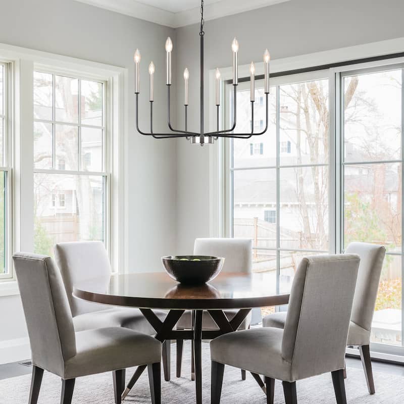 8-Light Farmhouse Traditional Candle Chandelier for Dining Room Bedroom Living Room