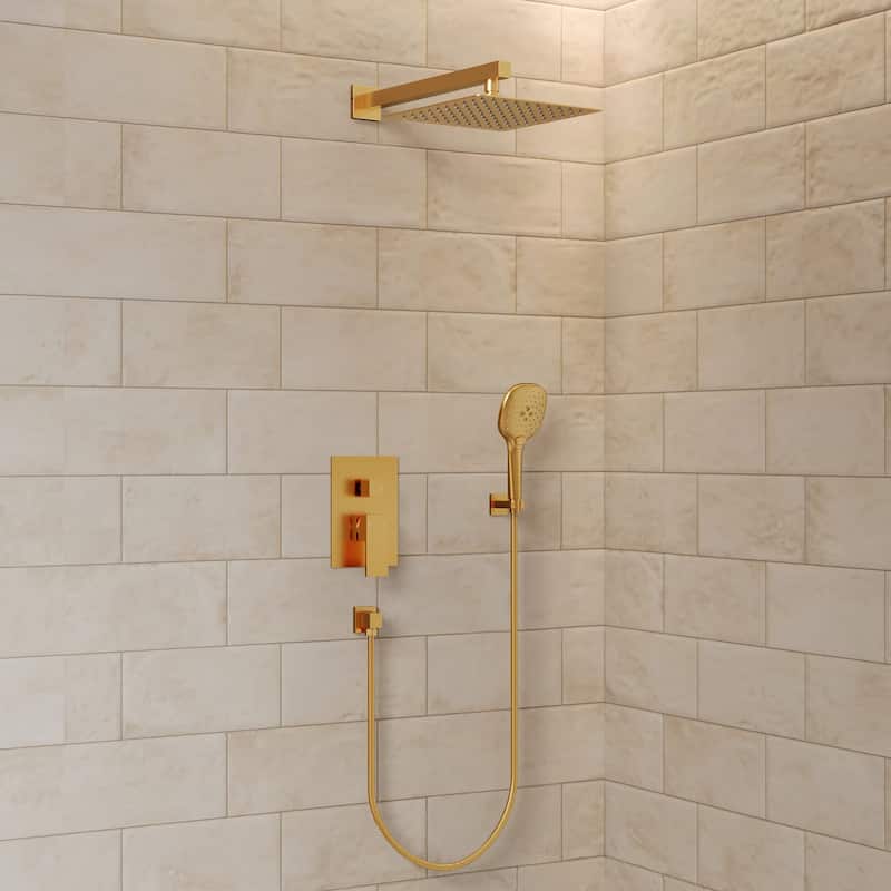 GRANDJOY 10" Dual Rain and Handheld Shower System with 3‑Mode Spray and Pressure‑Balanced Valve