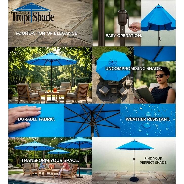 TropiShade 9-foot Royal Blue Aluminum Bronze Lighted Umbrella