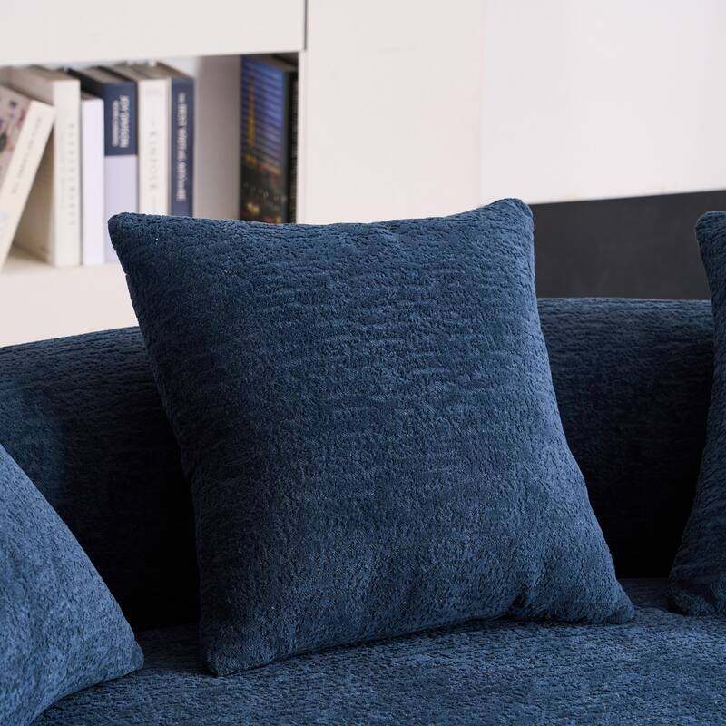 Curved Loveseat Full Compression Sponge 30D Sofa Chenille No-Assembly