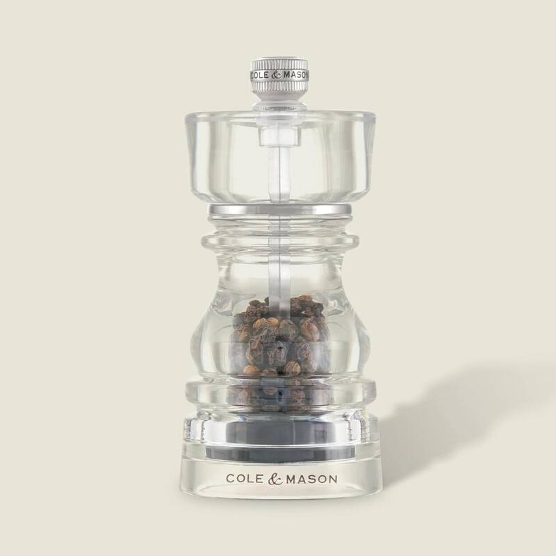 Cole & Mason London Acrylic Pepper Mill with Adjustable Grind 11.75"