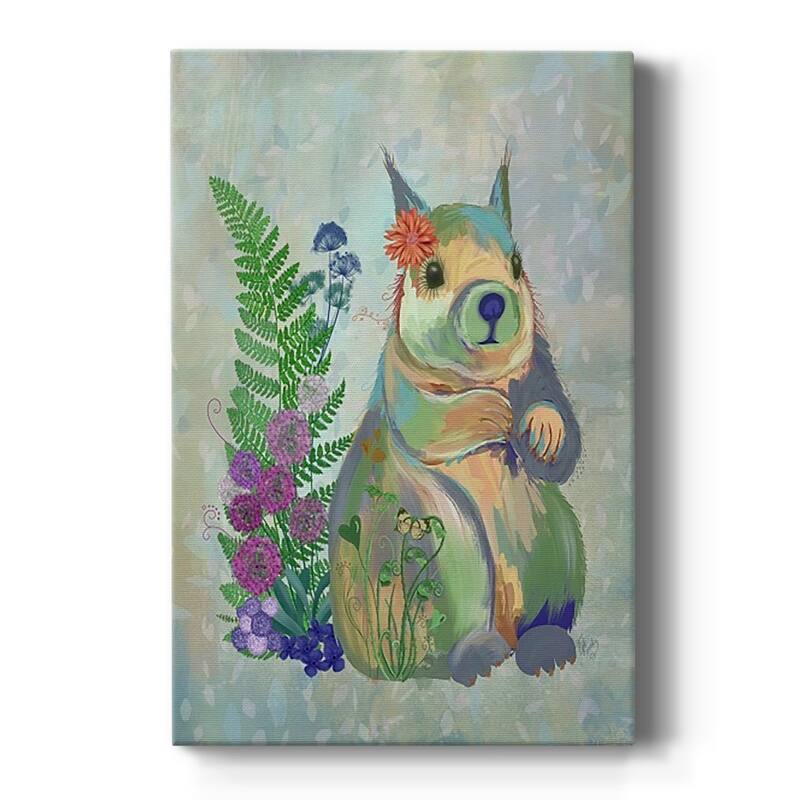 Fantastic Florals Squirrel Premium Gallery Wrapped Canvas - Ready to Hang - 12X18
