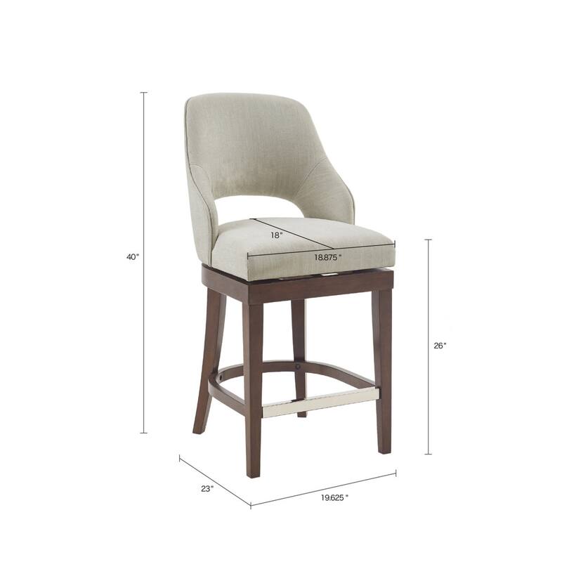 Roomfitters 26-Inch Swivel Counter Stool, Open-Back Design with Silver Kickplate and Ink & Ivy Morocco Finish, Cream