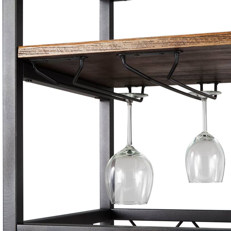 Myra Rustic Serving Cart with Wine Inserts and Removable Tray Top by iNSPIRE Q Classic