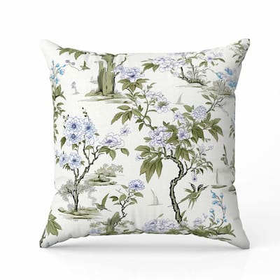 Open Air Orchid Faux Suede Reversible Throw Pillow Green and Blue