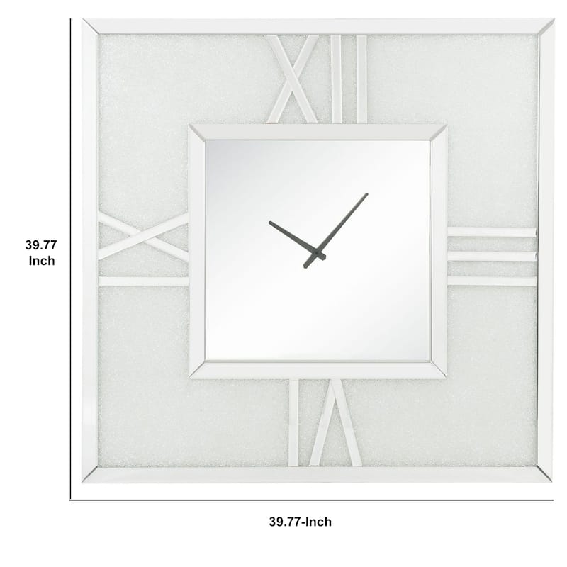 Analog Wall Clock with LED Light and Faux Gem Inlay, Silver