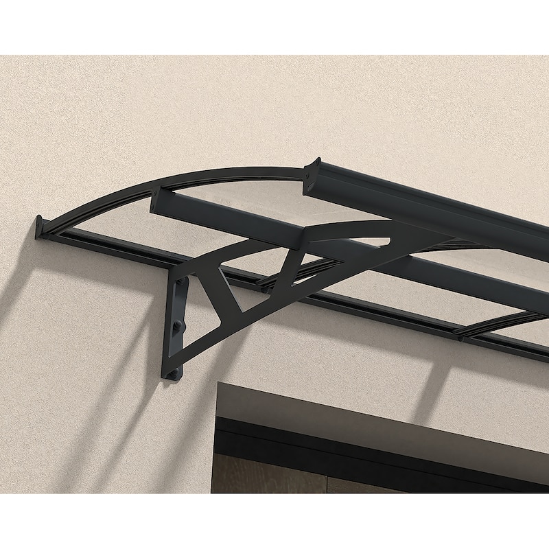 Amsterdam 5 ft. Gray/Clear Door and Window Fixed Awning