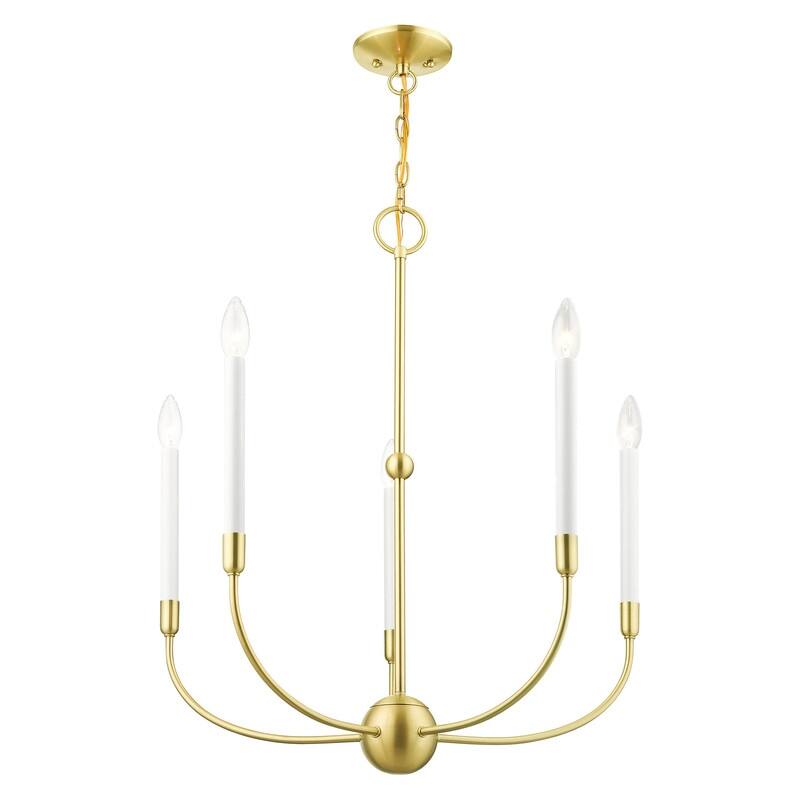 Livex Lighting 5-light Satin Brass Chandelier, 46065-12 - 24" Dia x 28" H