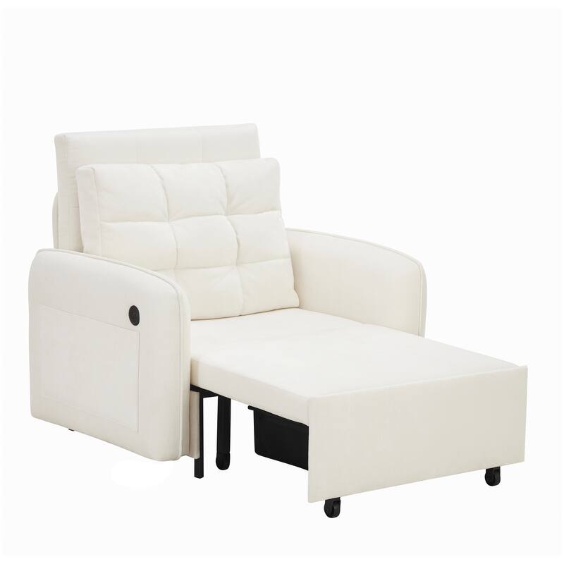 3-in-1 Multi-functional Tufted Chenille Lounge with Storage Space by Harper&Bright Designs