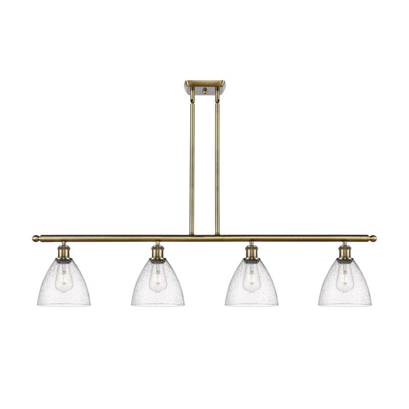 Innovations Lighting 516-4I-11-48 Bristol Linear Bristol Glass 4 Light - Antique Brass / Seedy