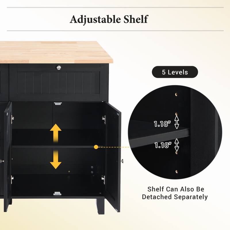 TOPMAX Kitchen Island Set with Drop Leaf and 2 Seatings, Dining Table Set with Adjustable Shelf, Drawers and Towel Rack