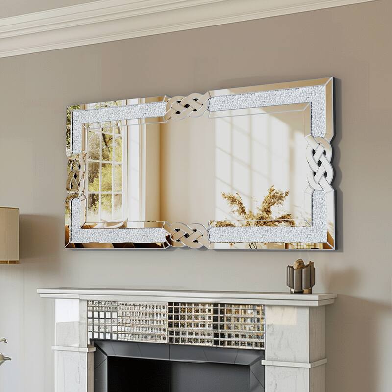 Sparkling Crystal Crush Diamond Accent Mirror Wall Mounted