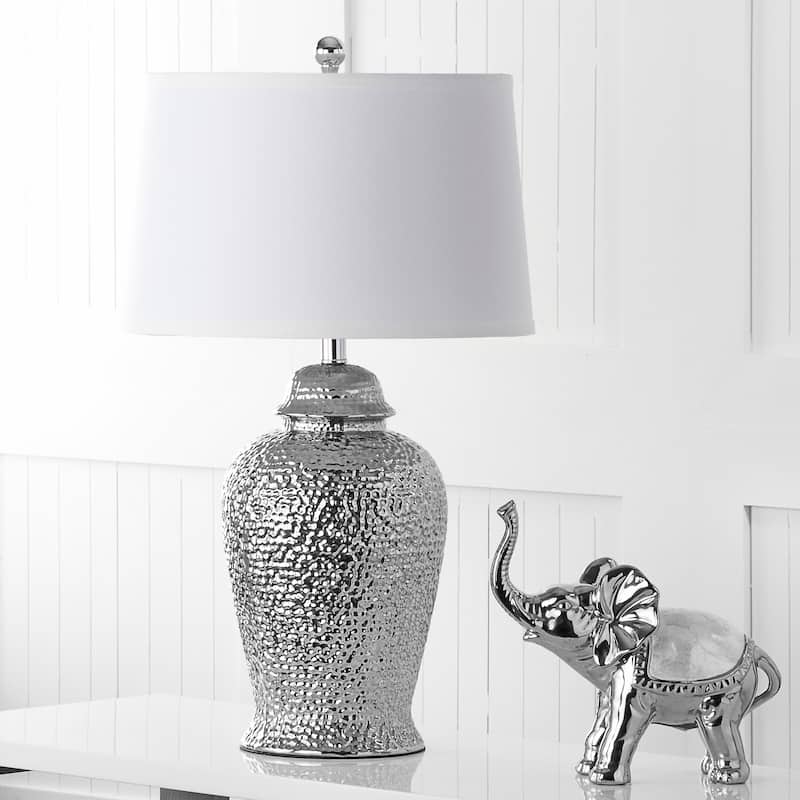SAFAVIEH Lighting 28-inch Silver Sterling Ginger Jar Lamp (Set of 2) - 16"x16"x27.5"