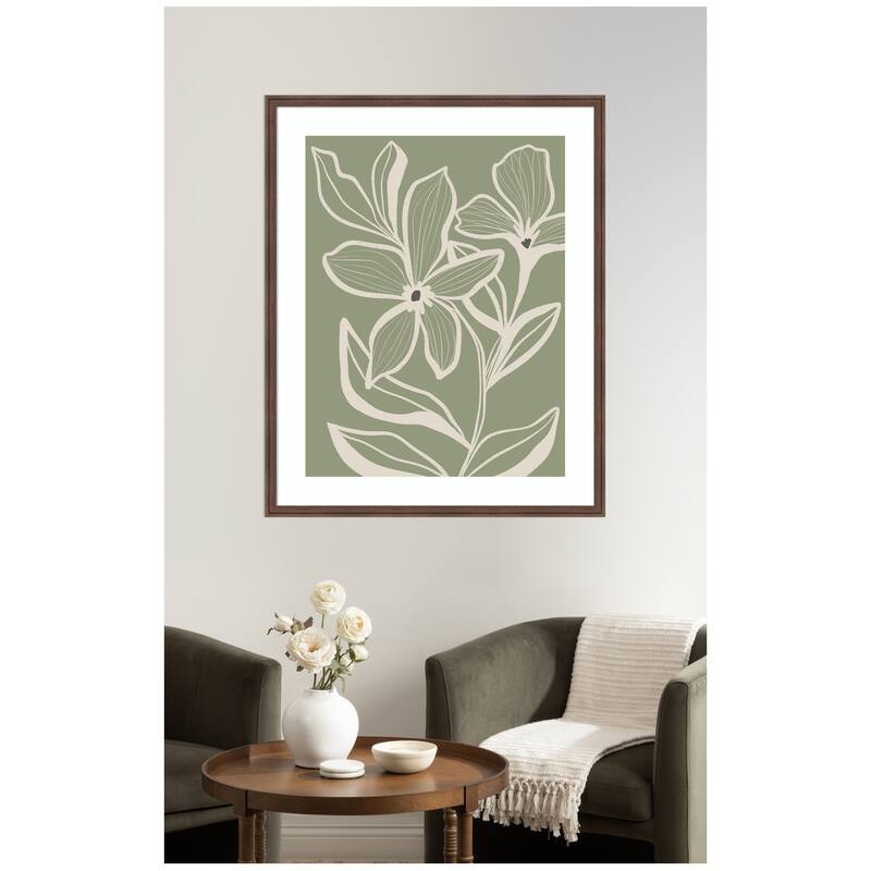 Kate and Laurel Delicate Flowers with Veins by Nikita Jariwala Framed Wall Art Print