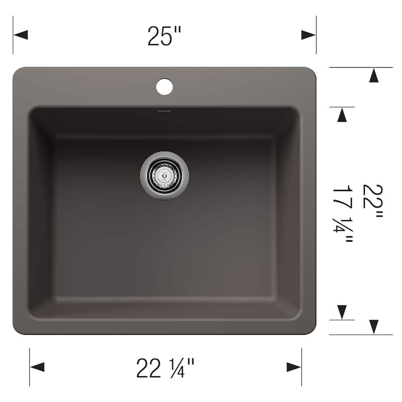 Blanco 443221 Liven 25" Drop-In/Undermount Single Basin SILGRANIT