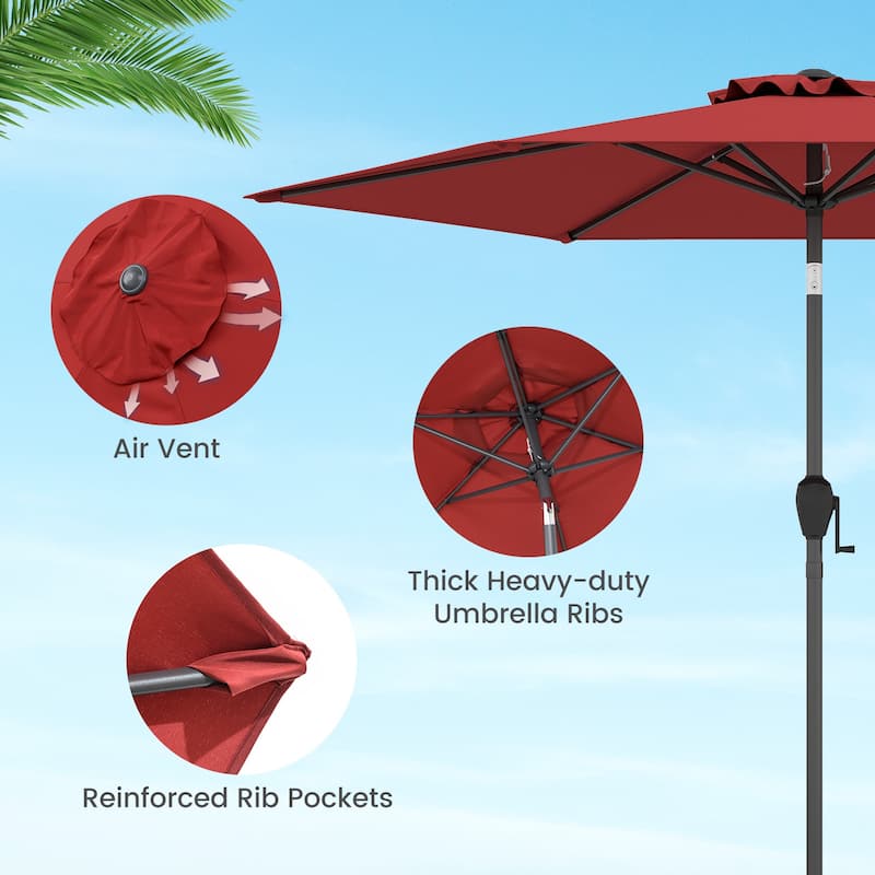 Polyester 7.5FT Patio Umbrella with Tilt, Crank and Vented Canopy