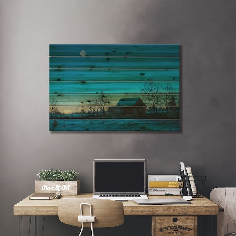 Winter's Eve Print On Wood by Campbell Frost - Multi-Color