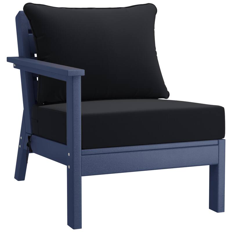 Birchwood All Weather HDPE Outdoor Patio Navy Blue Deep Seating Conversation Set (6-Piece Set)