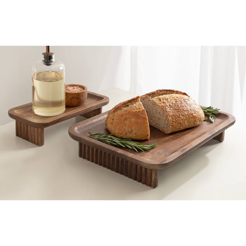 Kate and Laurel Risecroft Ribbed Tray Set - 2 Piece