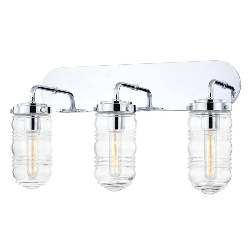 Mitzi by Hudson Valley Clara 3-light Bath Bracket with Clear Ribbed Glass - Polished Chrome