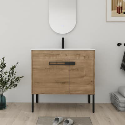Bathroom Vanity With Sink In 24/30/36 Inch, Floating Bathroom Vanity or Freestanding Vanity With Soft Close Door