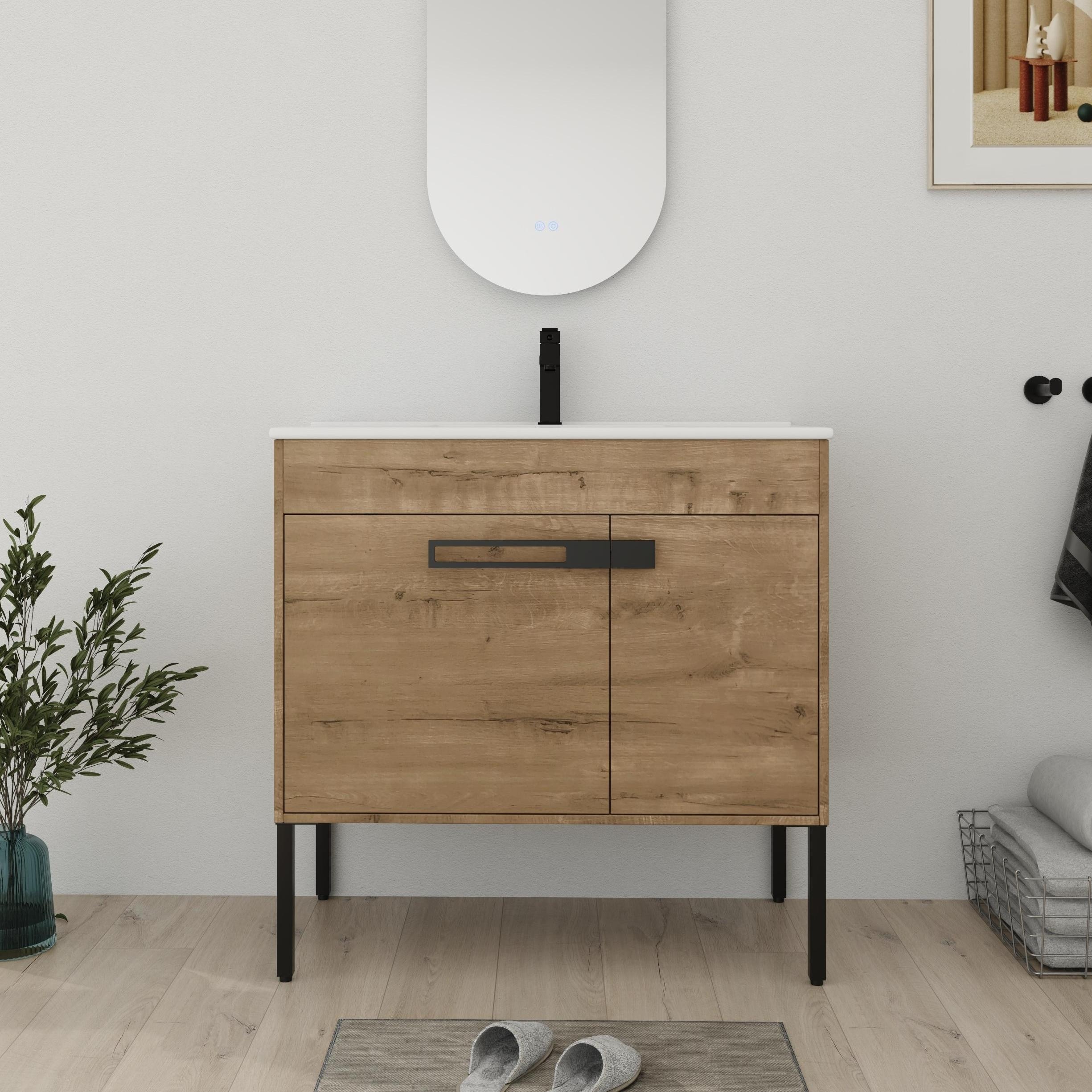 Bathroom Vanity With Sink In 24/30/36 Inch, Floating Bathroom Vanity or Freestanding Vanity With Soft Close Door