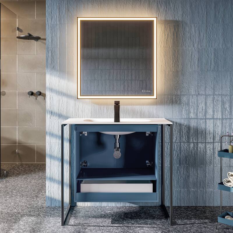 Eviva Onyx Wall Mount Bath Vanity with Solid Surface Top