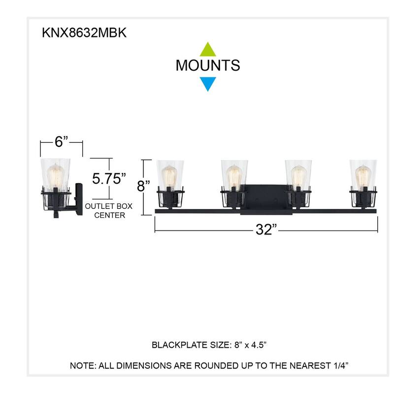 Knox 4-Light Matte Black Vanity Light - Matte Black